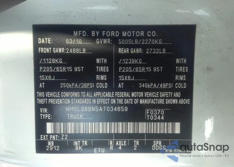 2010 Ford Transit Connect Xlt z USA, uszkodzony, nr VIN NM0LS6BN5AT034659